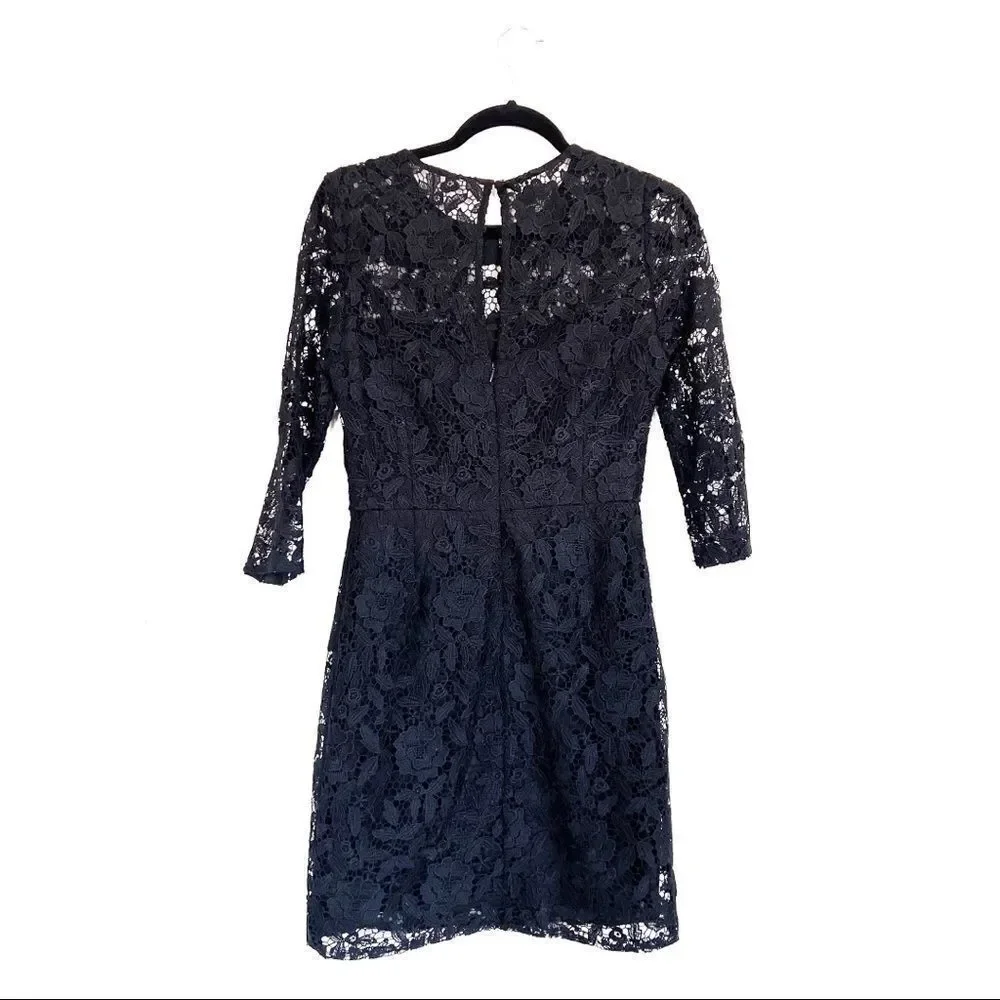 J.Crew Floral Lace Shift Dress in black size US2